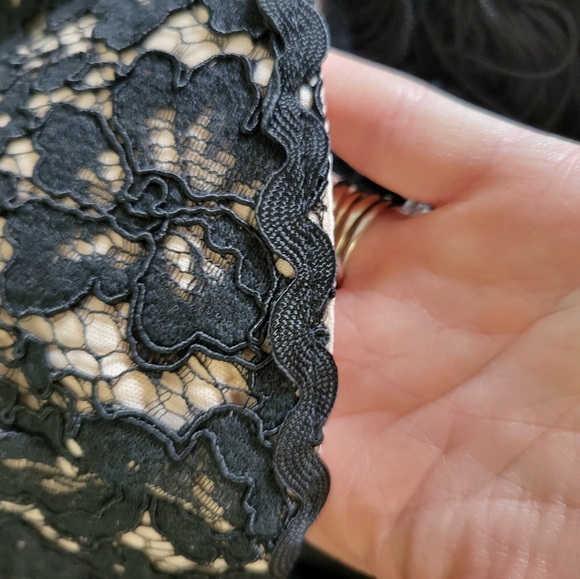 Lulu's Ain't Misbehavin' Black Lace Fringe Strapless Bodycon Sexy Dress Size S - Picture 10 of 13